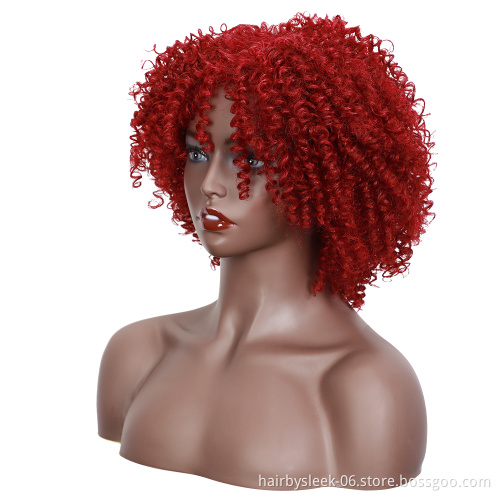 Competitive afro Kinky curl unprocessed passion twist  dark red human synthetic hair wigs synthetic braiding hair wigs for woman